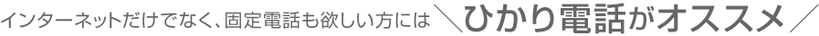 インターネットだけでなく、固定電話も欲しい方にオススメ! インターネットだけでなく、固定電話も欲しい方にオススメ!